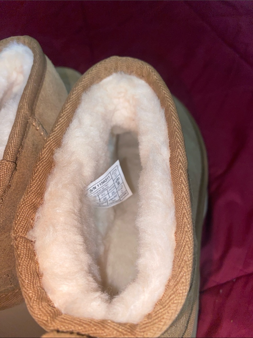 UGG Chestnut Tan Suede Shearling Slip-On Booties - Picture 3 of 4